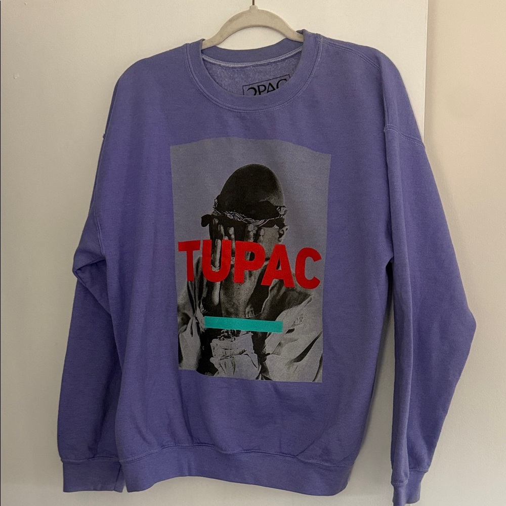 Tupac Graphic Crewneck Sweatshirt - Purple